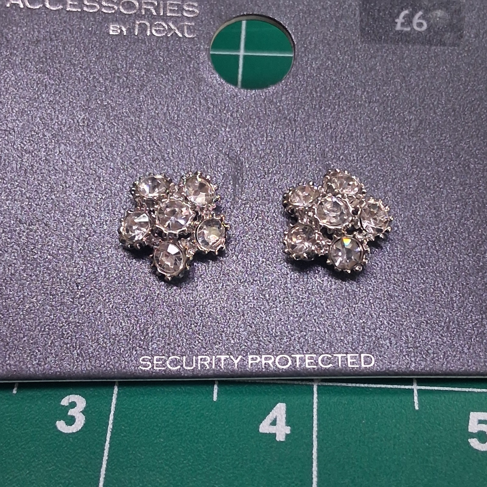 Accessories by Next 6 CZ Cluster Silver Tone Stud Earrings