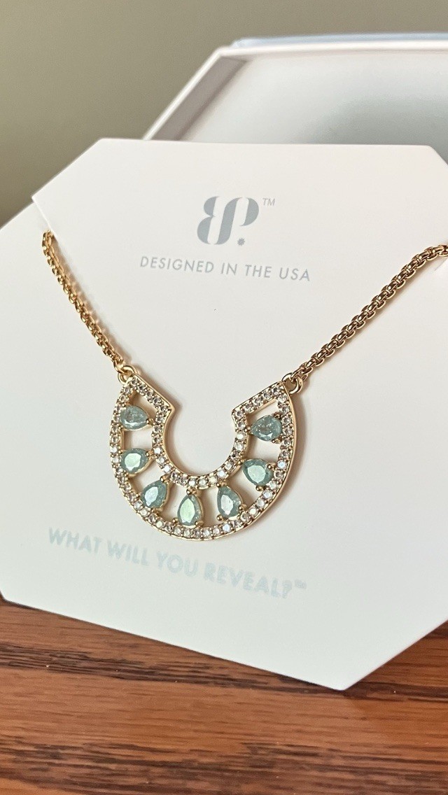 Bomb Party OG Necklace Ahead Of The Curve Turquoise Ice Crystal On Gold NK96095
