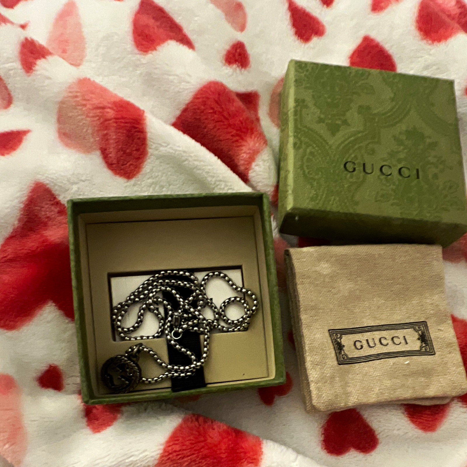 Gucci Signed Silver Round Pendant Ball/Bead Chain Necklace, No Stone