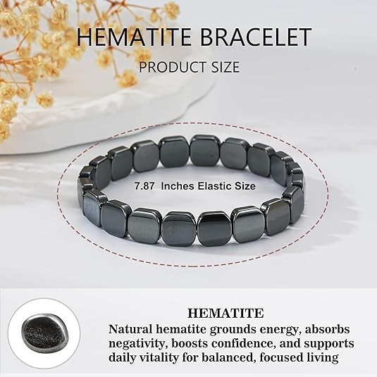 Hematite Bracelet Men Natural Stones Handmade Healing Bracelets US