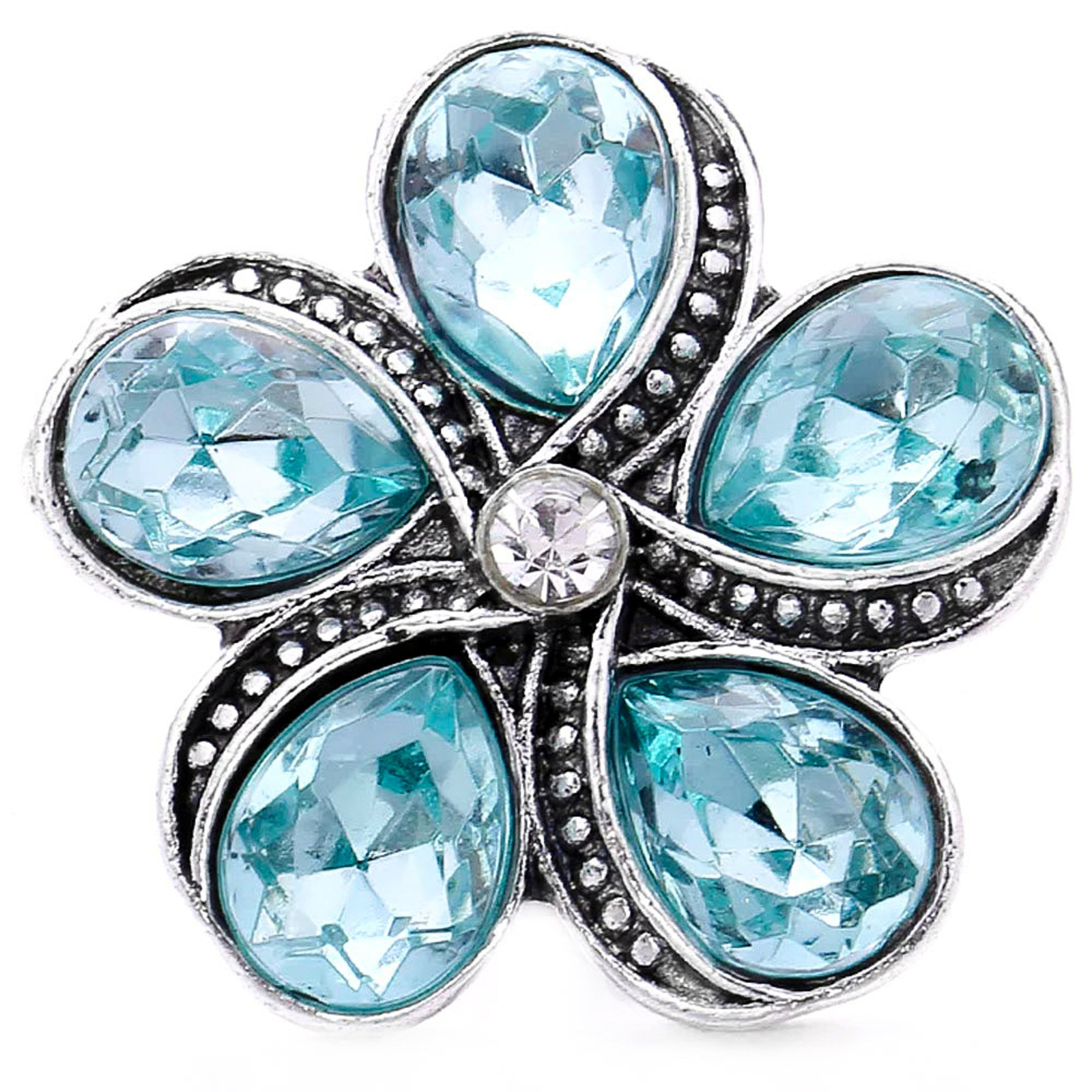 Blue Snap Jewelry 18MM Ginger Charm Starfish Flower Rhinestone Button