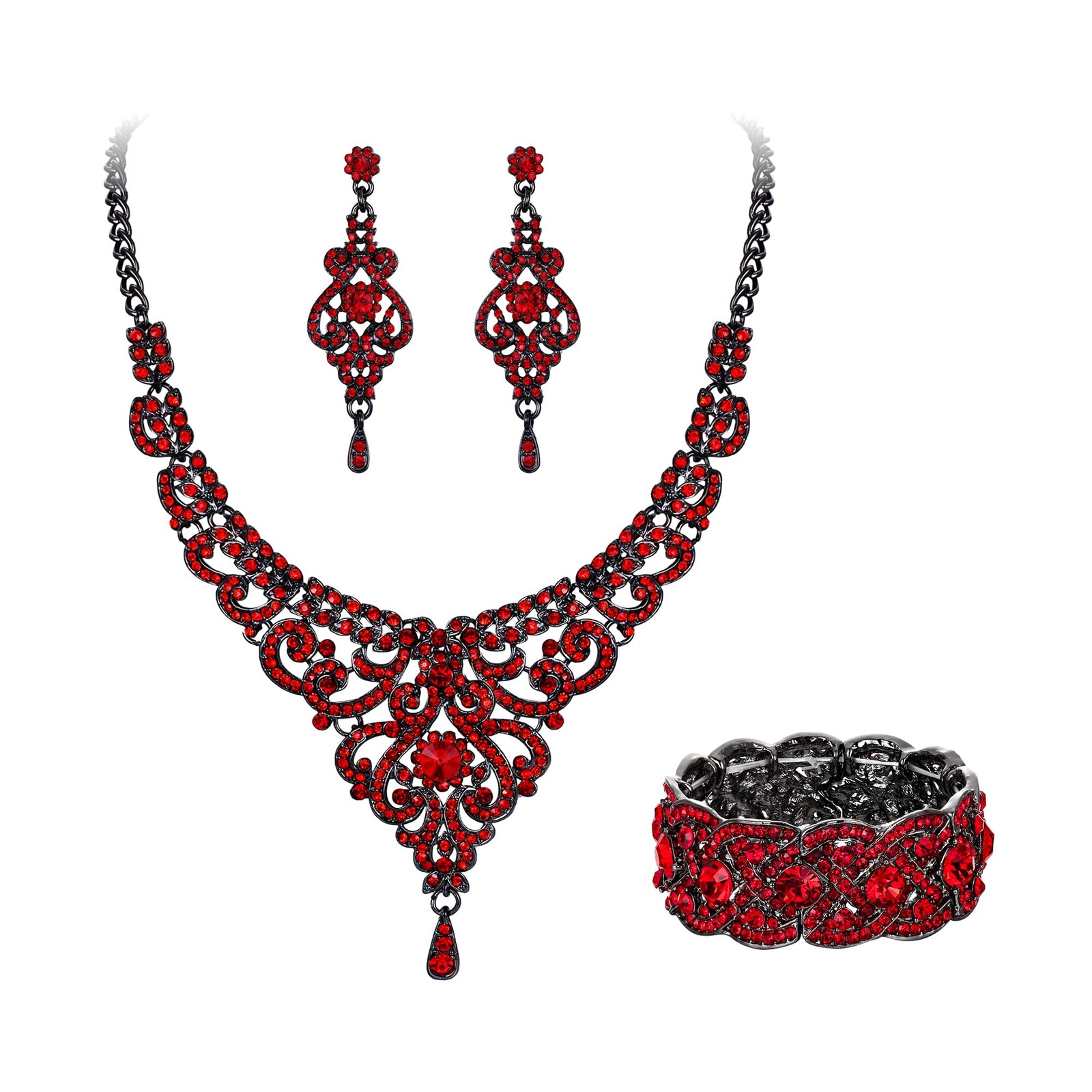Austrian Crystal Wedding Chandelier Jewelry 1920s Costume Party Vase Necklace…