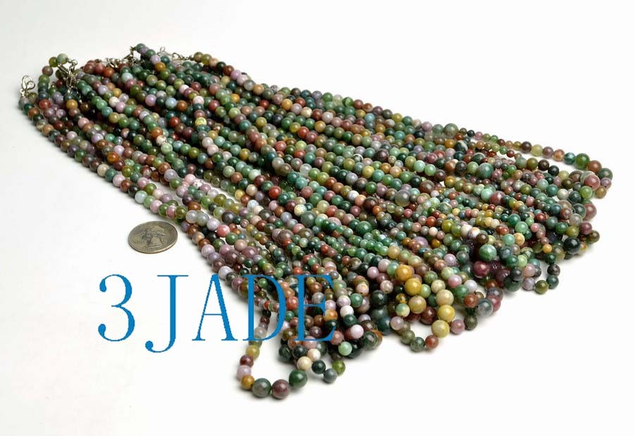 22″ Natural Multicolor Moss Agate Beads Necklace