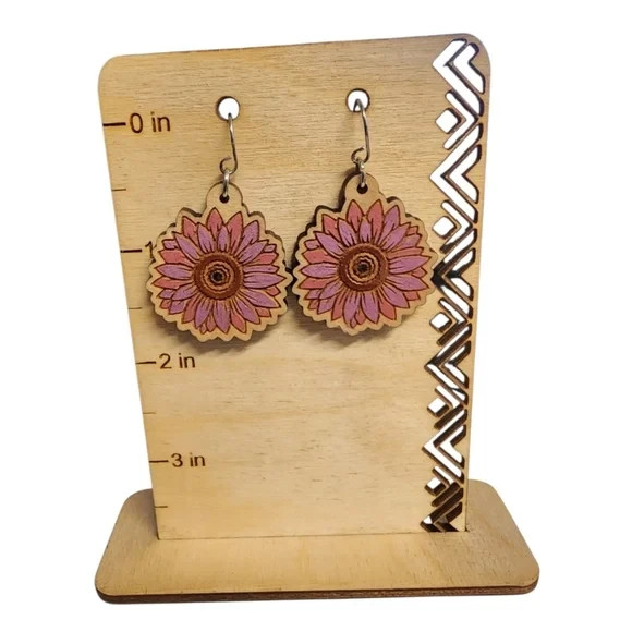 Rosy Meadow Petal Wood Drop Earrings