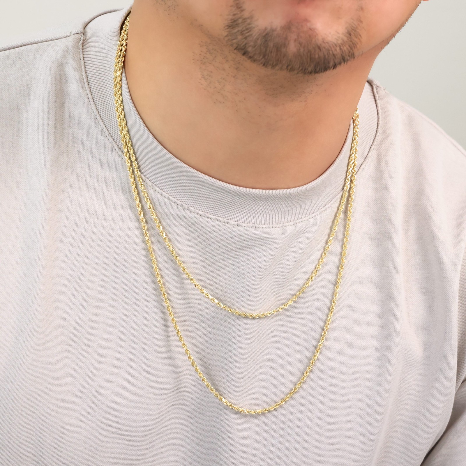 14K Yellow Gold 2.5mm Italian Diamond Cut Rope Chain Necklace Mens Women 16″-30″