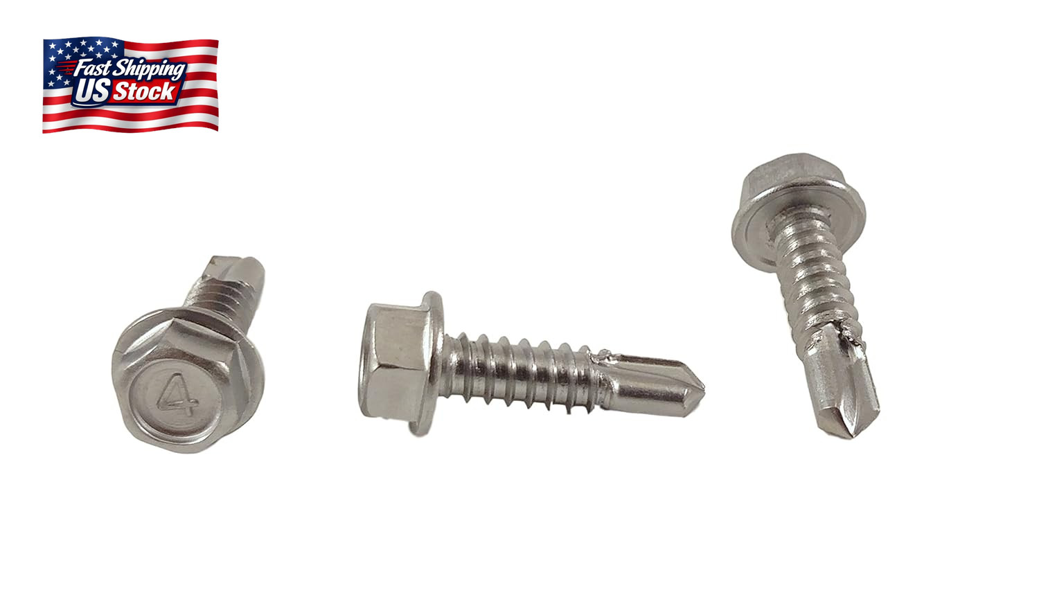 Stainless #14 X 1 Hex Washer Head Self Drilling Sheet Metal Tek Screws with Dril