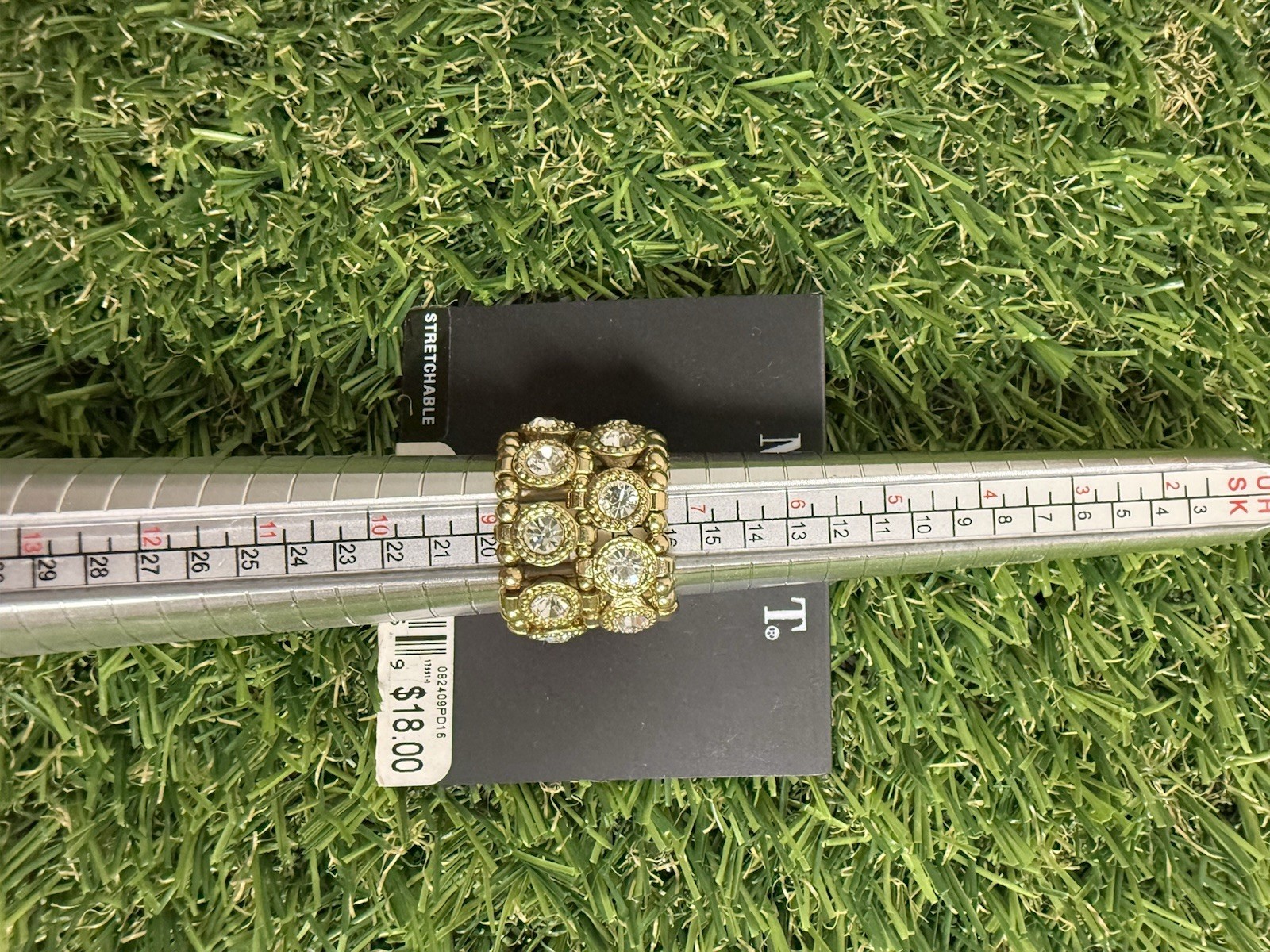 Mixit Gold Tone Crystal Stretch Ring Rhinestone Statement New With Tags