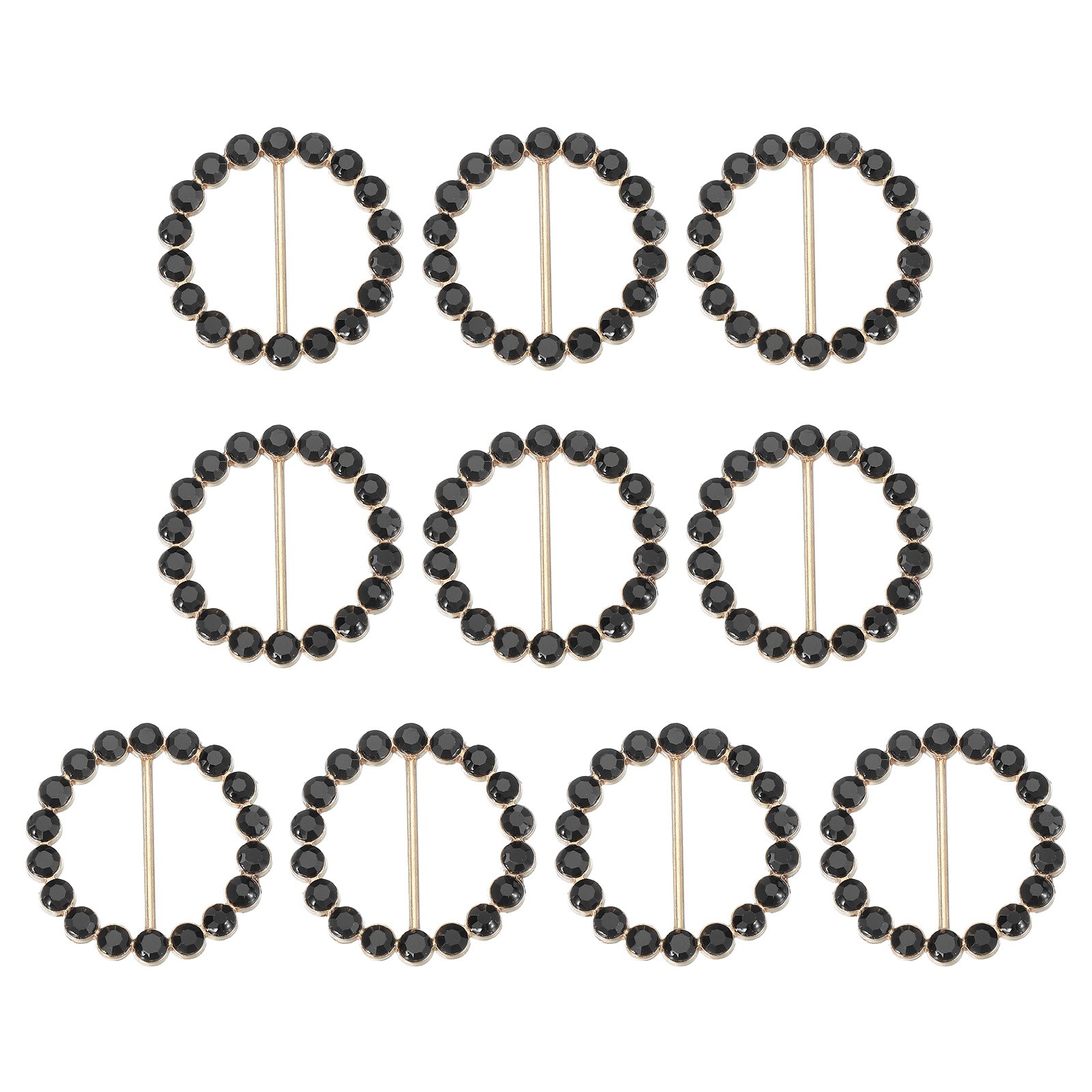 10Pcs Silk Scarf Ring Clip Bling Rhinestone Shirt Ties Clips Black
