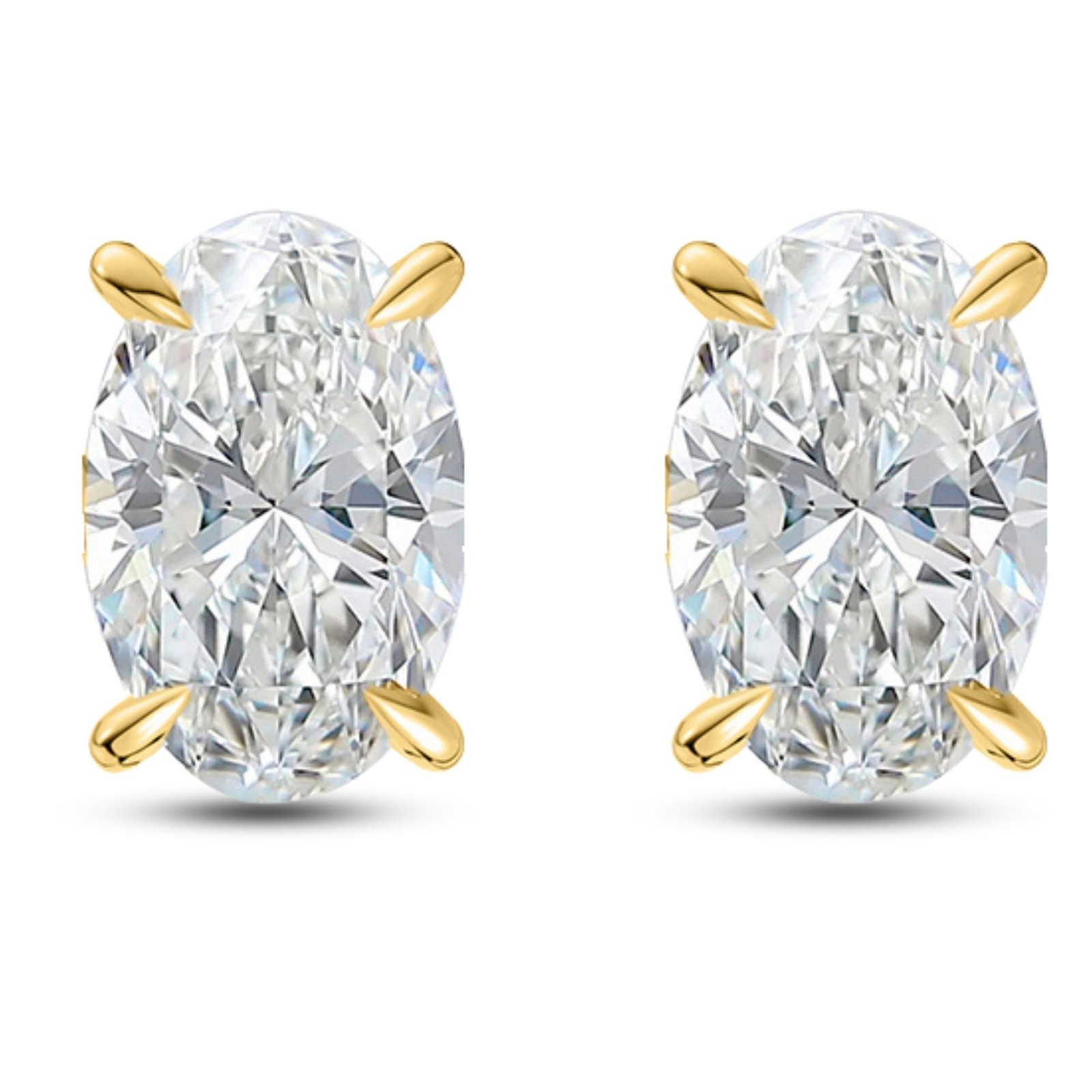 Oval Cut Stud Earrings for Women .86 Ct Simulated Diamond Sterling Silver Gin…