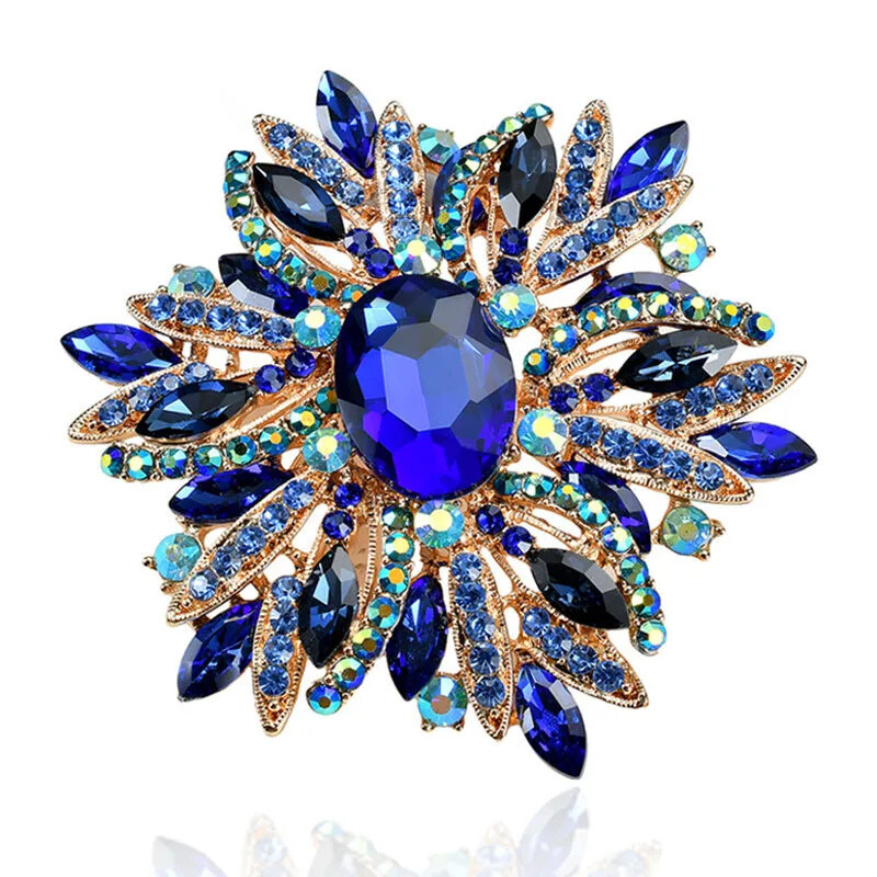 Women’s Trend Style Alloy Metal Rhinestone Flower Brooch Women’s Corsage