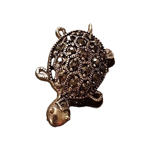 Turtle Broche Pin Real Marcasite (item 318)