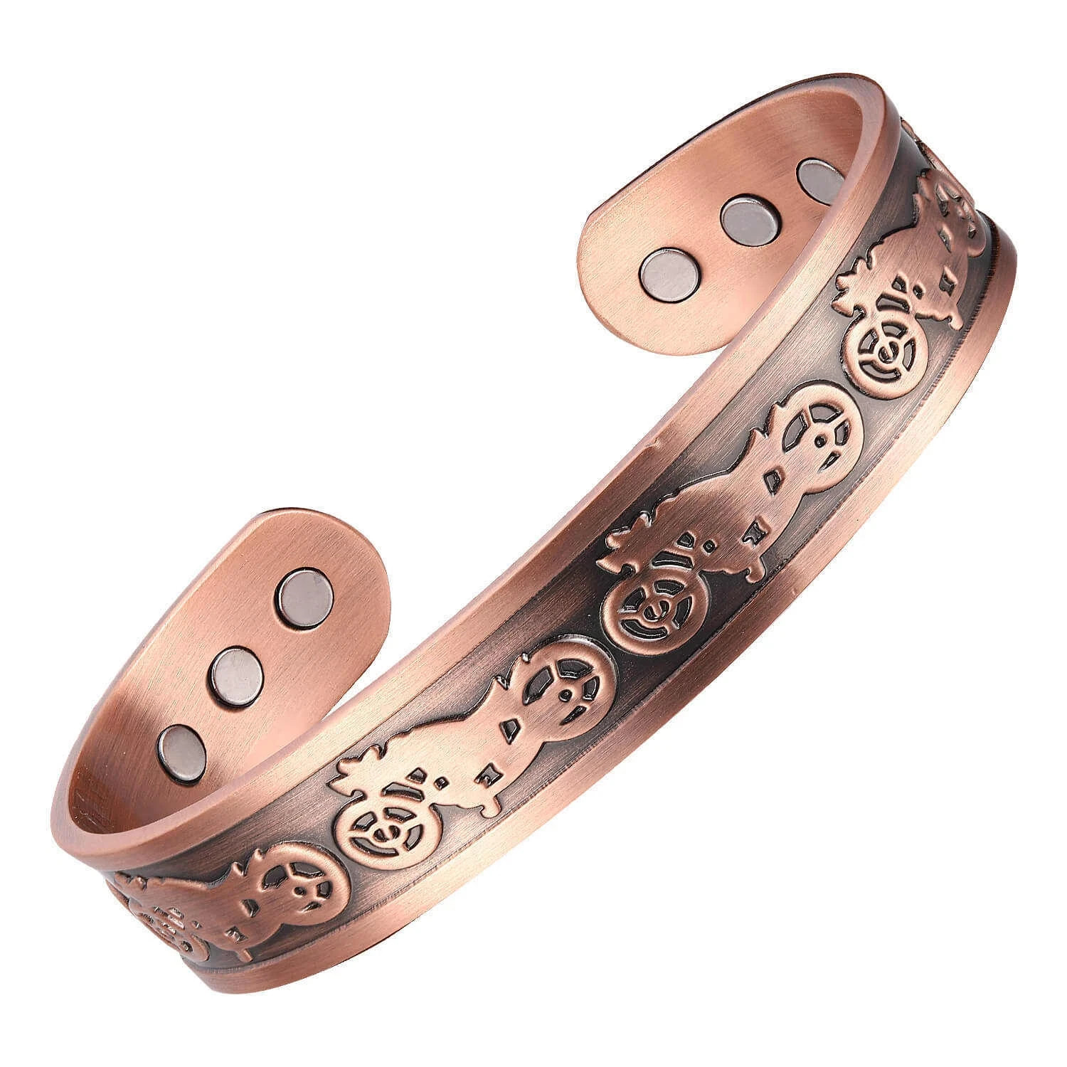 Pure Copper Magnetic Bracelet Arthritis Pain Therapy Biker Cuff Motorcycle