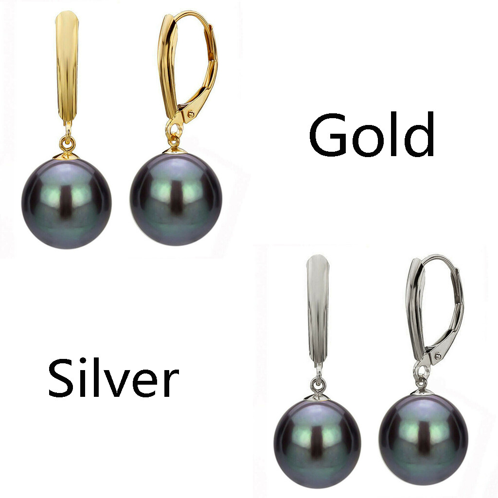 Wholesale Beautiful 8-16mm Multi-color Shell Pearl Gold Dangle Earring AAA