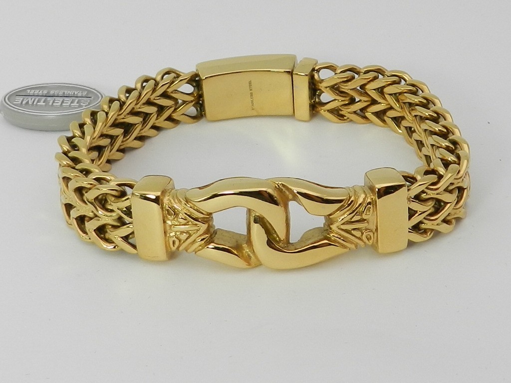 STEELTIME Double Row Wheat Chain Accent Buckle Bracelet