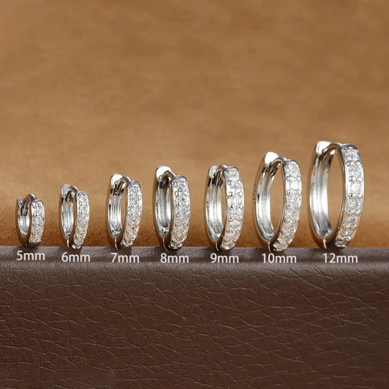 1 Pc Stainless Steel Hoop Earrings Women Round Crystal Minimal Daily Jewelry.