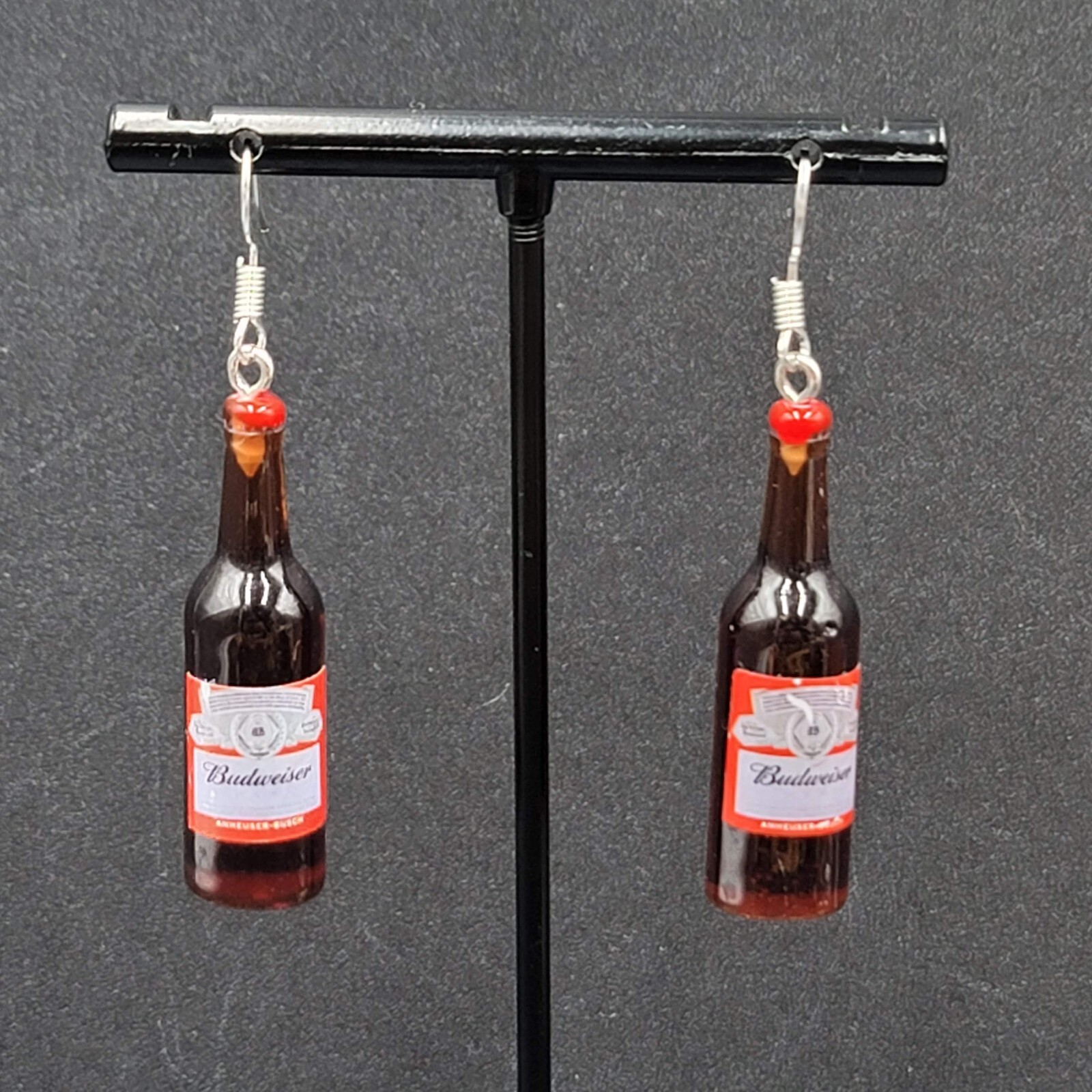 Budweiser Beer Bottle Pierced Earrings 1 5/8″ NEW