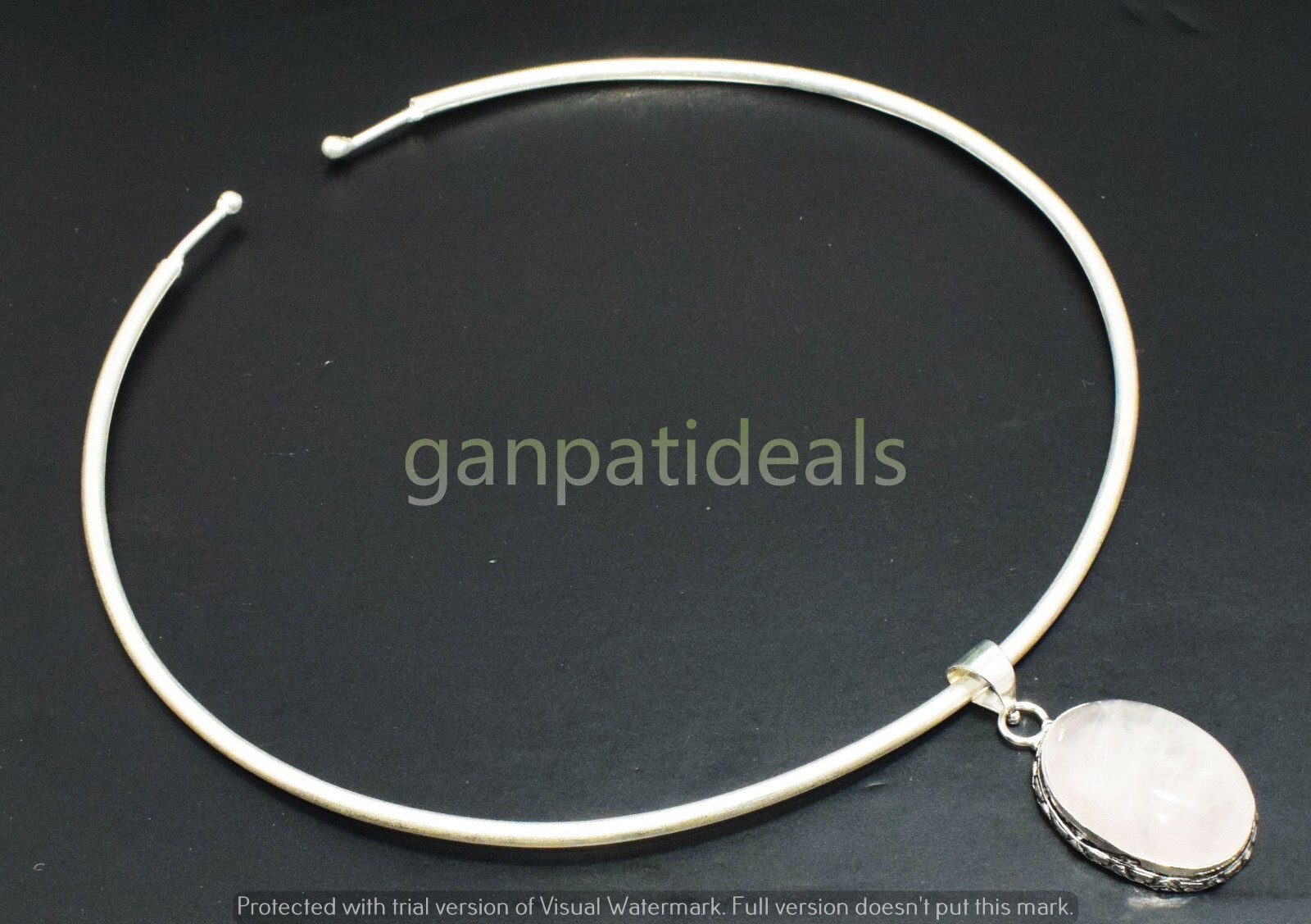 1pcs Rose Quartz Choker Pandant Necklace Set Beautiful Flexible & Easy to Wear