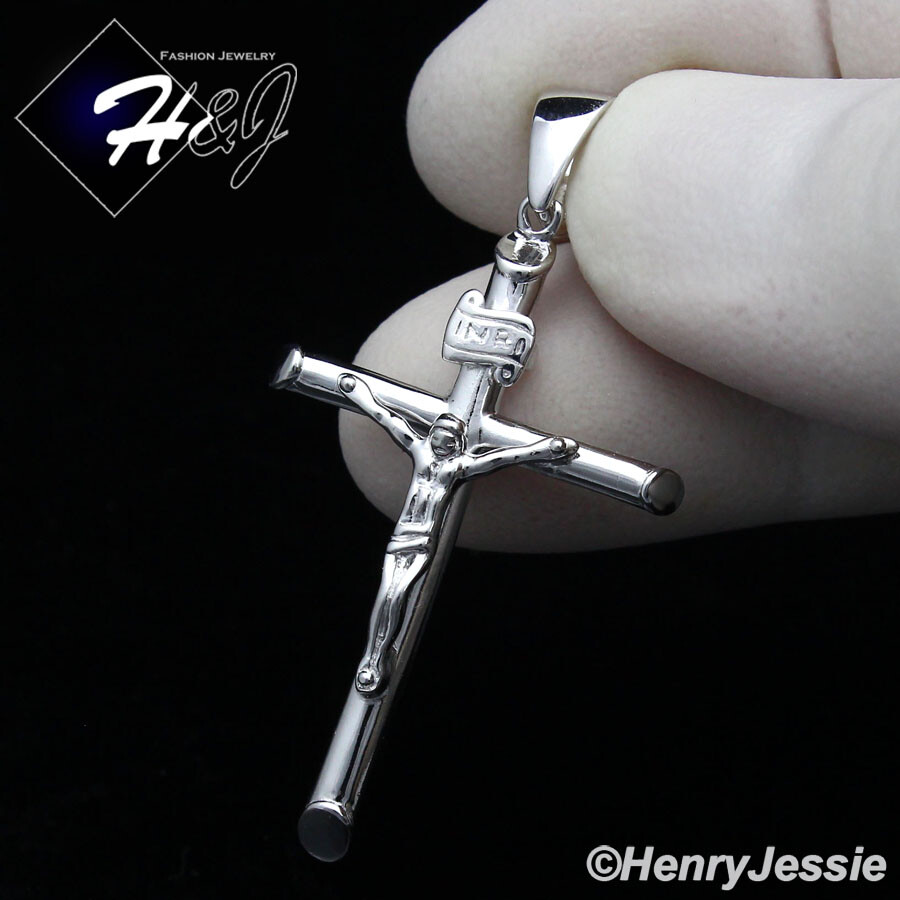 20″MEN 925 STERLING SILVER 2MM MIAMI CUBAN CURB CHAIN JESUS CROSS PENDANT*SP213