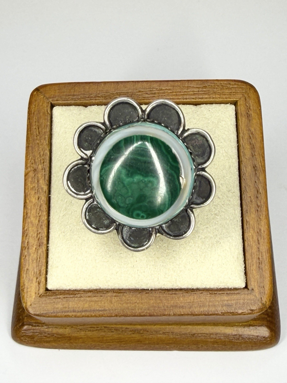 Vintage Navajo SC Sterling Silver Multi Stone Inlay Ring Size 7