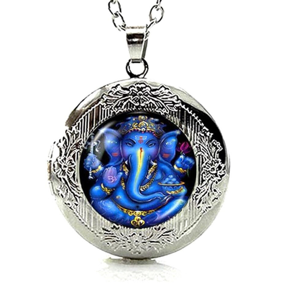 Lord Ganesh Ganesha Locket Pendant Necklace in a Gift Box Fast Shiping