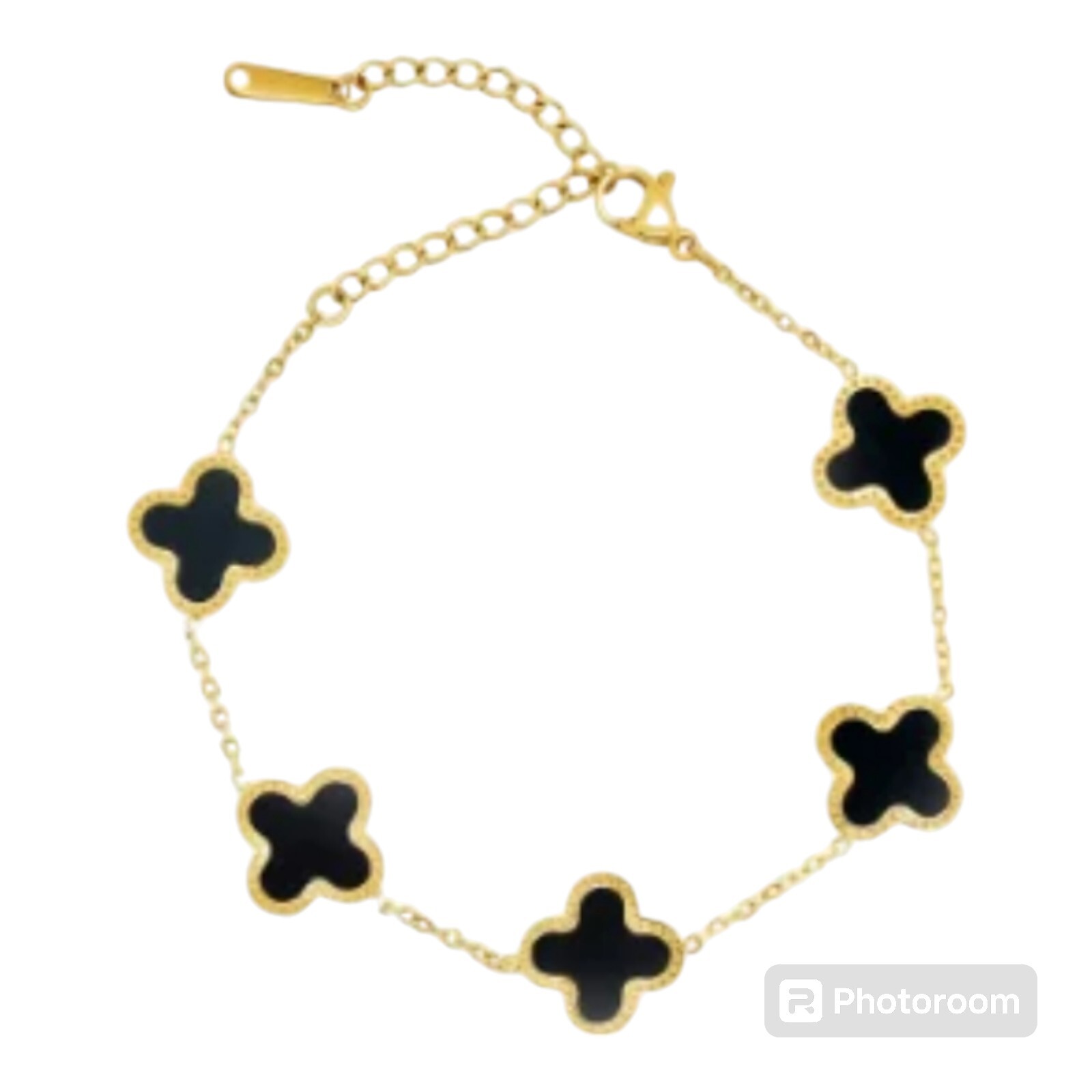 18 K Gold Plated Single Sided 4 leaf clover bracelet