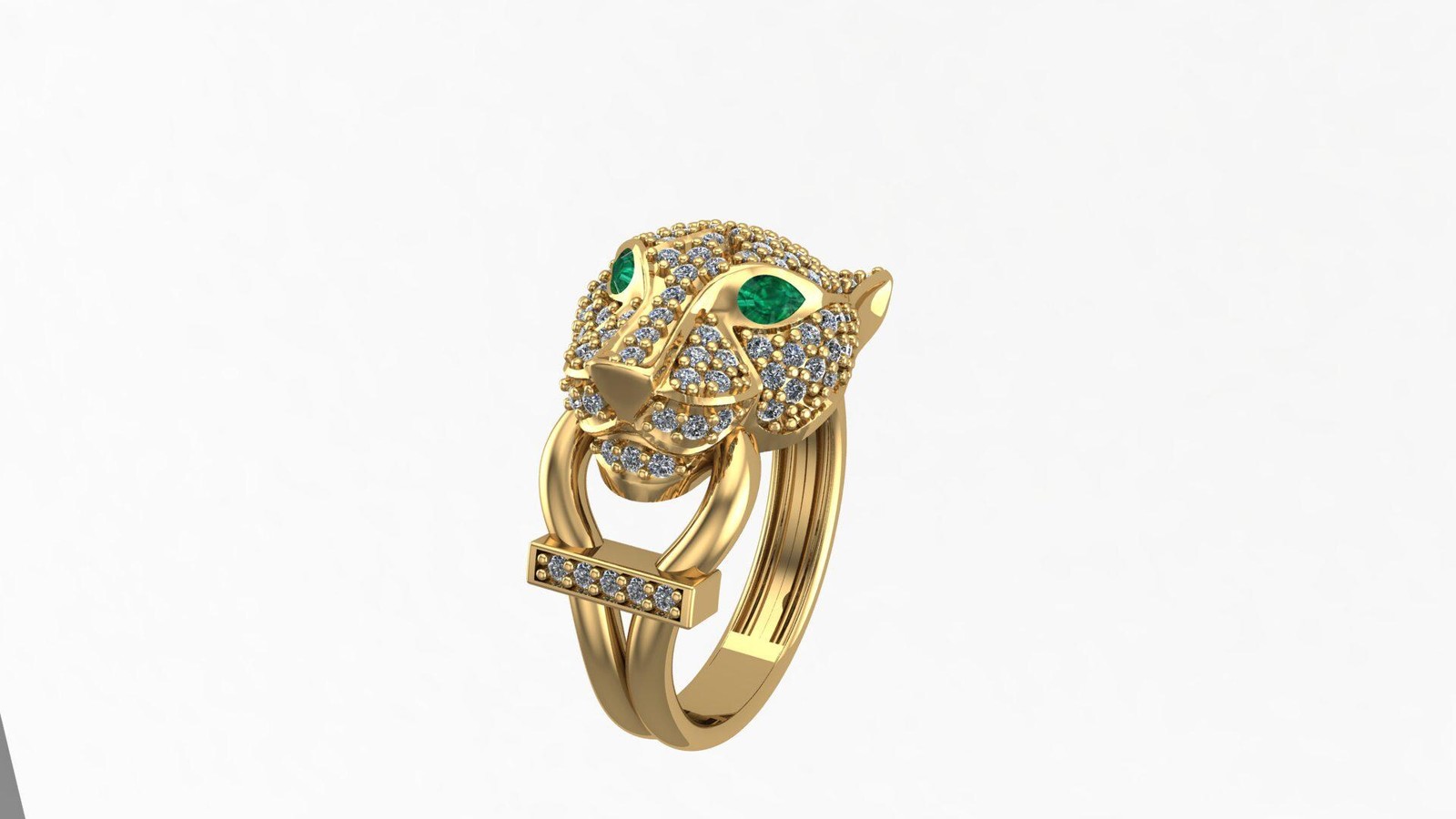 18K Gold Panther Ring with CZ Stones | Luxury Animal-Inspired Statement Jewelry