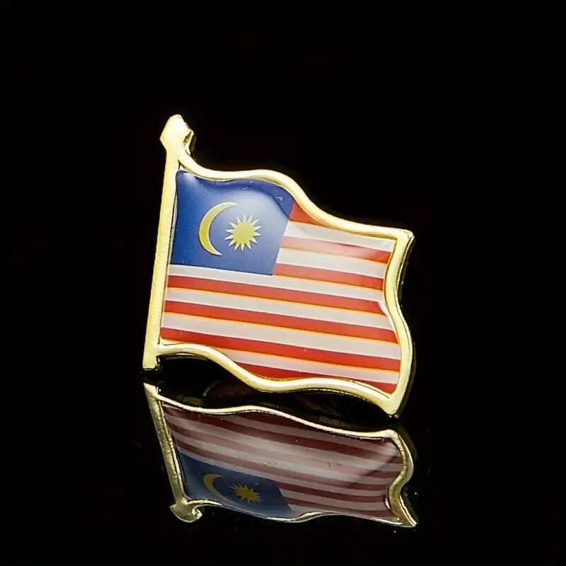 Malaysia Waving Flag Lapel Pins, Patriotic Malaysian Flag Metal Pin