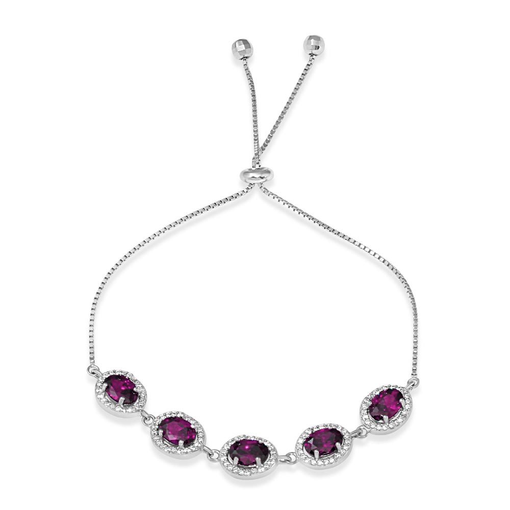 LARIAT BRACELET W/ AMETHYST & ACCENTS /925 STERLING SILVER/ 9” ADJUST