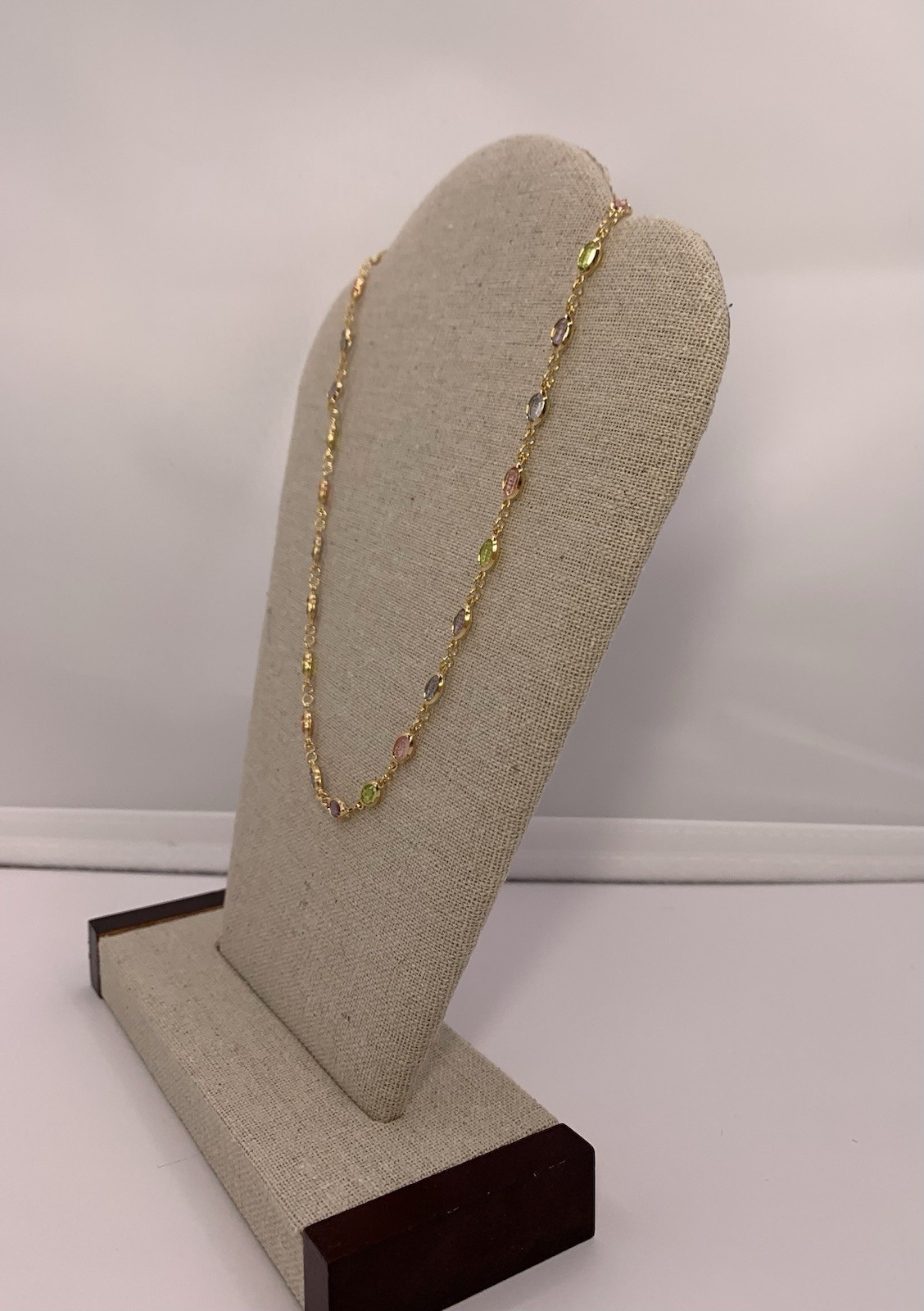 15.2” Long,18K Gold Filled 4.97 Gram, 4.6mm Wide Stone Necklace (#SN2)