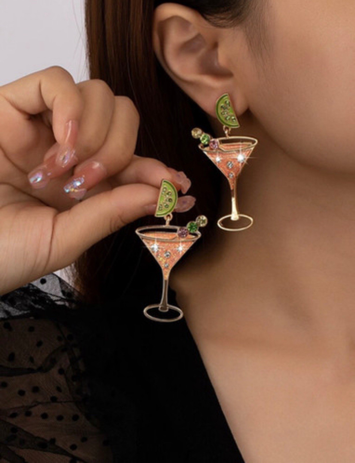 Cocktail-MartineMulticolor Post Back Earrings W/ Rhinestones, BNWTs