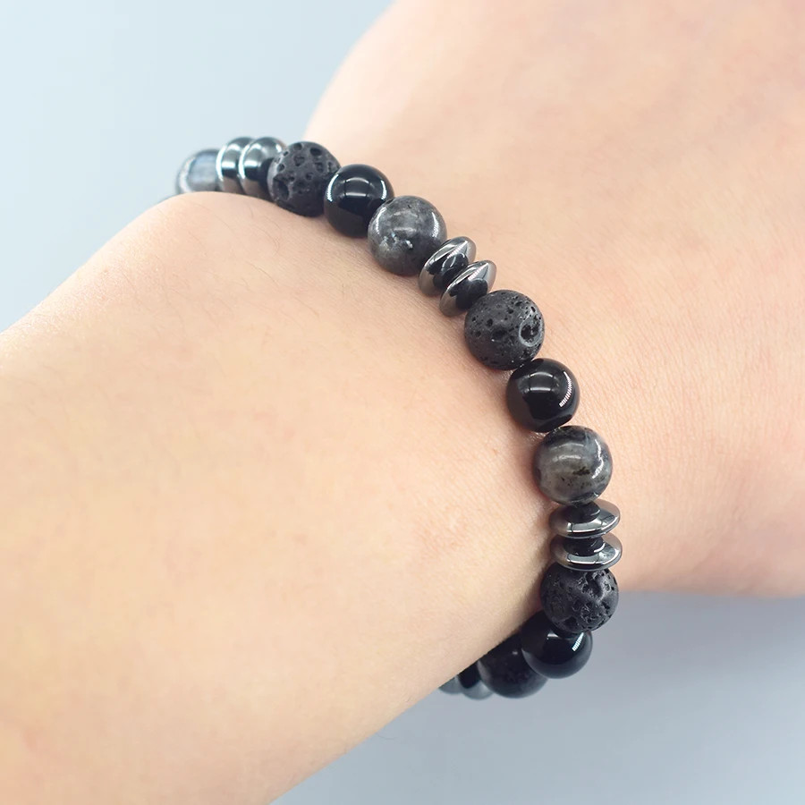 Energetic Balance Spiritual Protection Natural Volcanic Stone Labradorite Beads