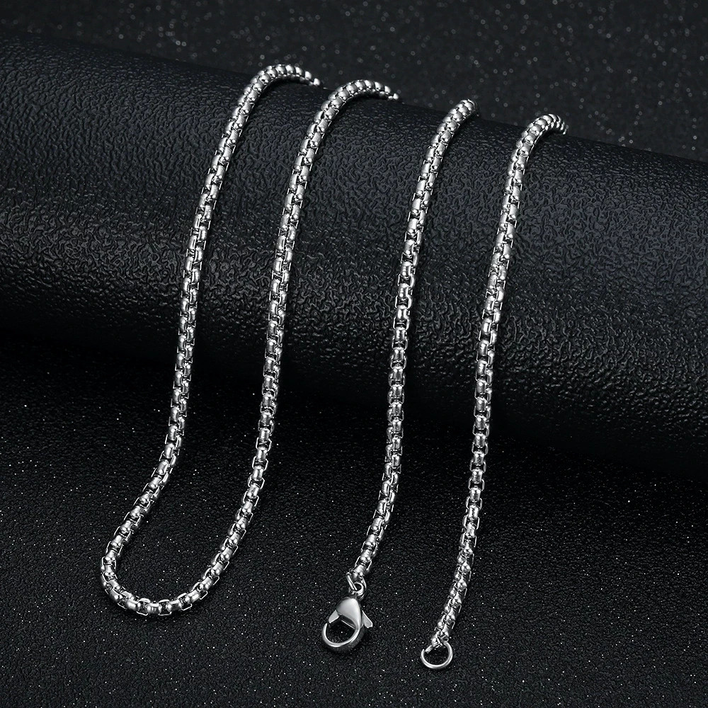 2mm Silver Plated Titanium Steel Box Necklace Versatile Accessories for Men 45mm