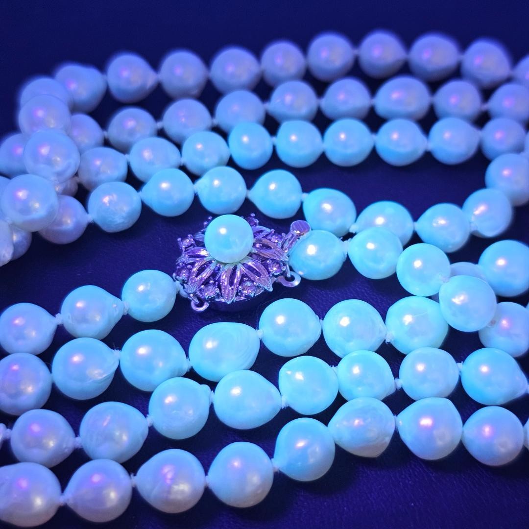 Genuine Akoya Pearl Super Long Necklace 134cm 7mm Beads All Knots Silver From Ja