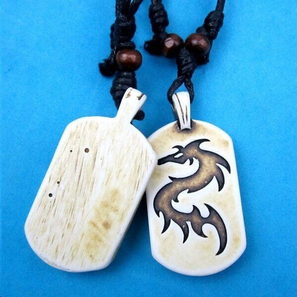 White Dragon Necklace Martial Arts Jitsu Karate Imitation Yak Bone T16-2