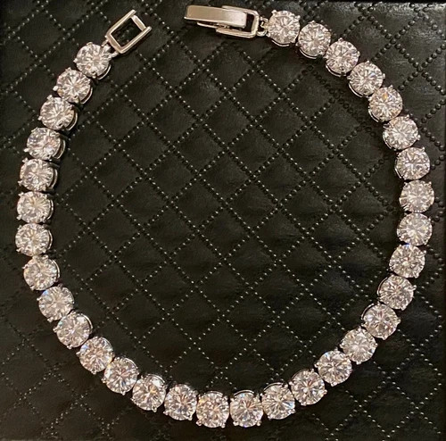 18k White Gold Plated 5mm Round Simulated Diamond Tennis Bracelet Bridal Jewelry