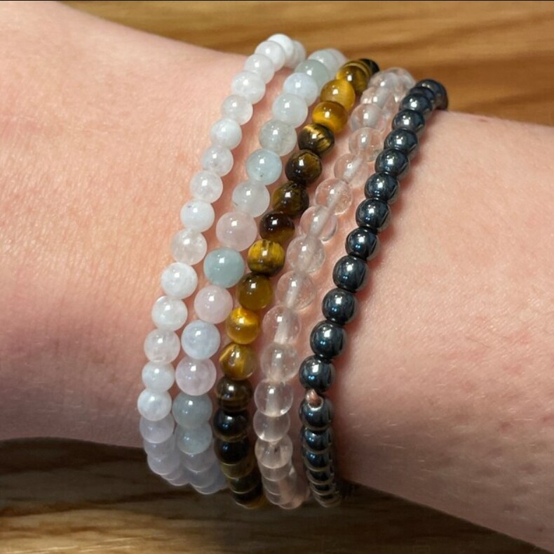 4mm Natural Gemstone Round Beads Layering Healing Bracelets for Reiki Balance
