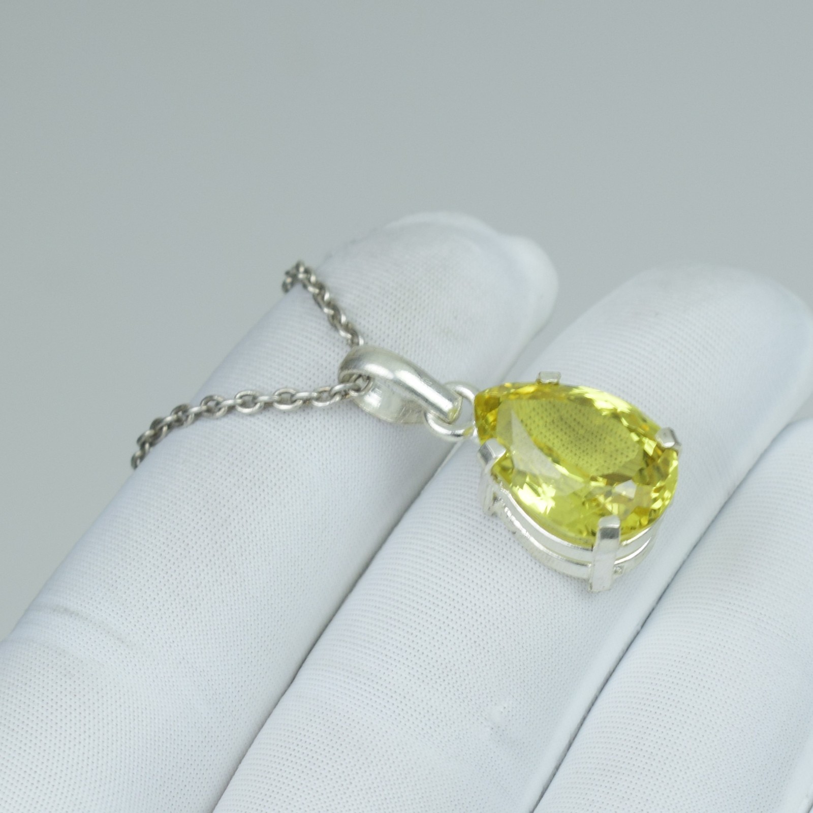 Boho Jewelry 925 Sterling Silver Necklace, Beauty Yellow Sapphire September Gift