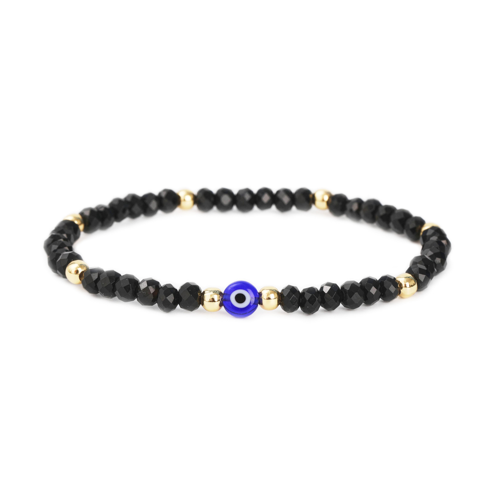 Evil Eye Women’s Bracelet – Natural Stone Faceted Rondelle Beads – Choose Any