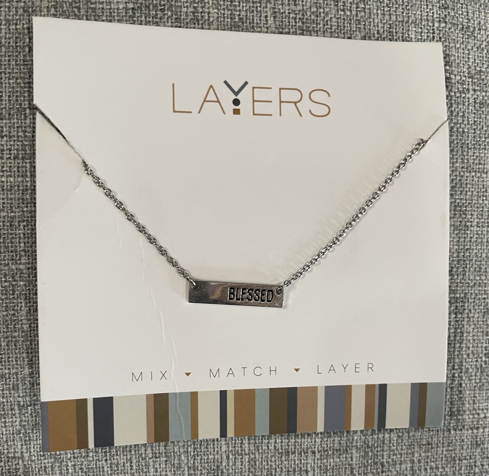 Layers “BLESSED” Necklace Silver Adjustable Mix Match Christian LAY-533S