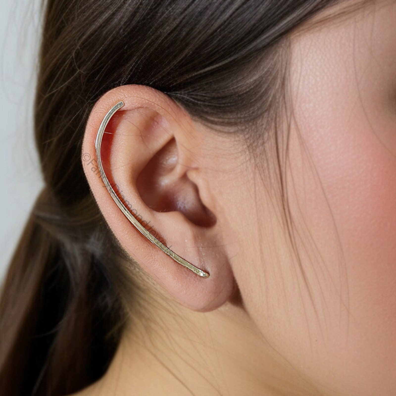 50 mm Dainty Long Ear Climbers Ear Crawler Bar Ear Climber Silver Sweep Ear Pin