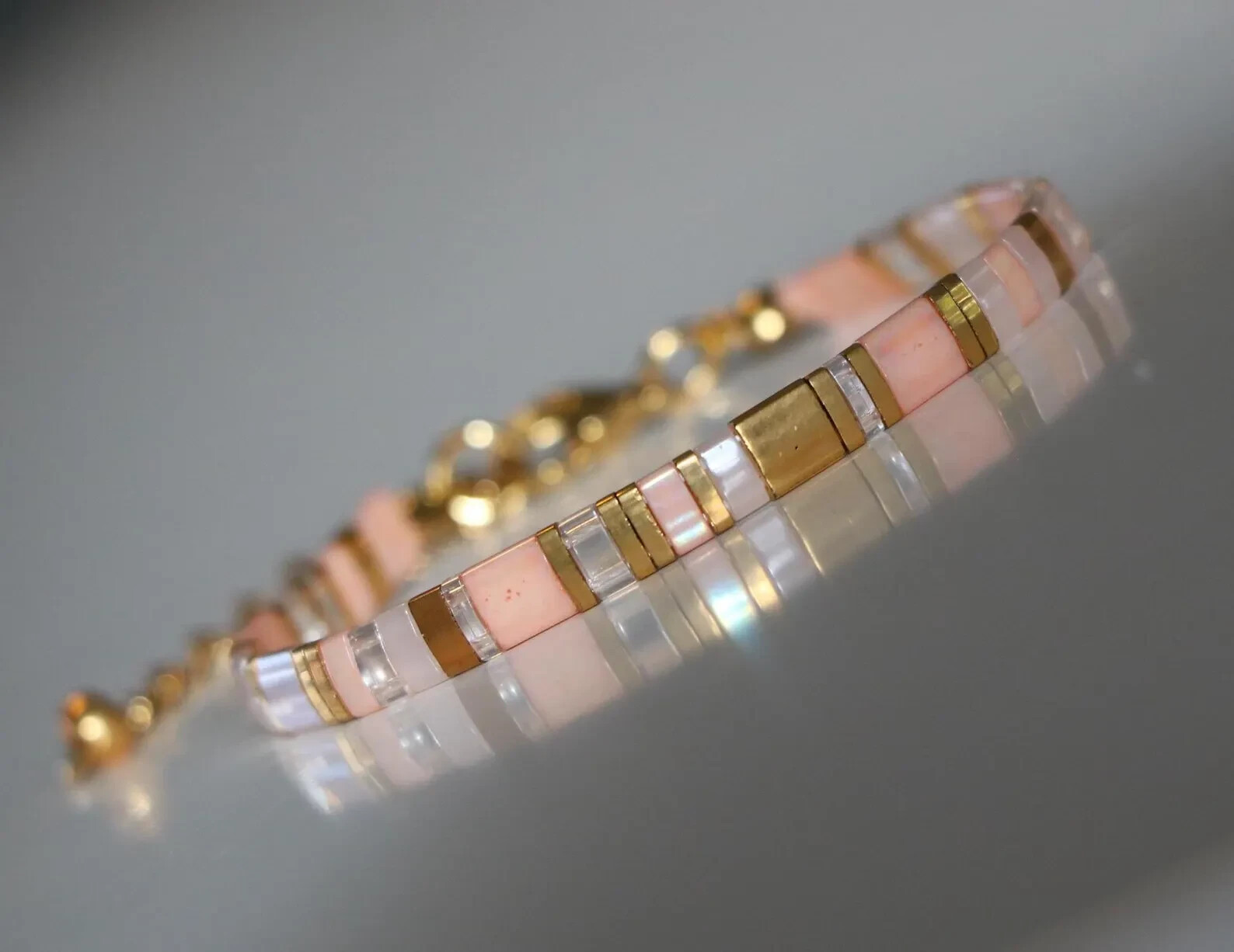 Pink Miyuki Tila Beaded Bracelet Vintage Adjustable Woman Man Surfer Anklet Gift