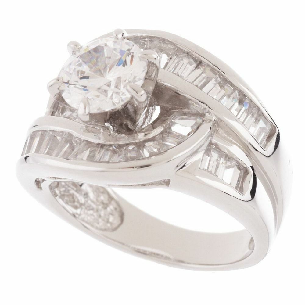 3.50 Ct Simulated Diamond Bypass Ring in 14K White Gold Plated