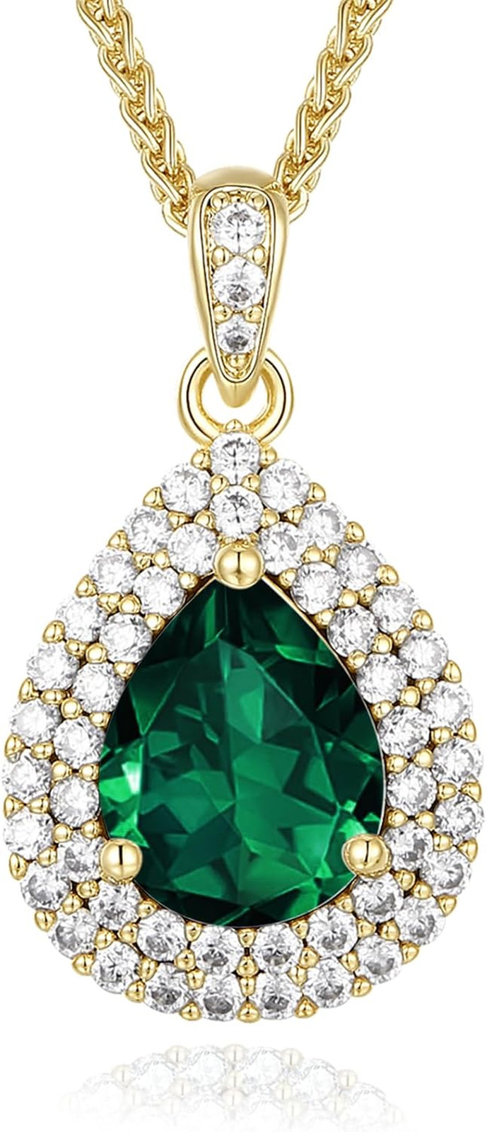 Birthday Gifts for Wife-18K Gold Plated Teardrop Birthstone Necklace- with Light