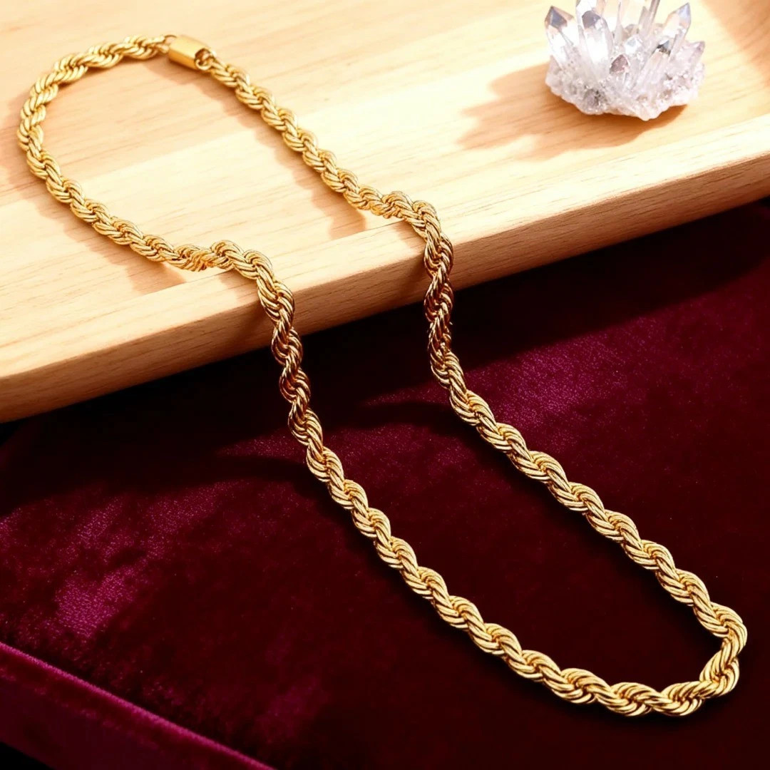 18K Gold Filled Italy Rope Necklace Heavy Solid Chain 2mm 3mm 4mm 5mm 6mm