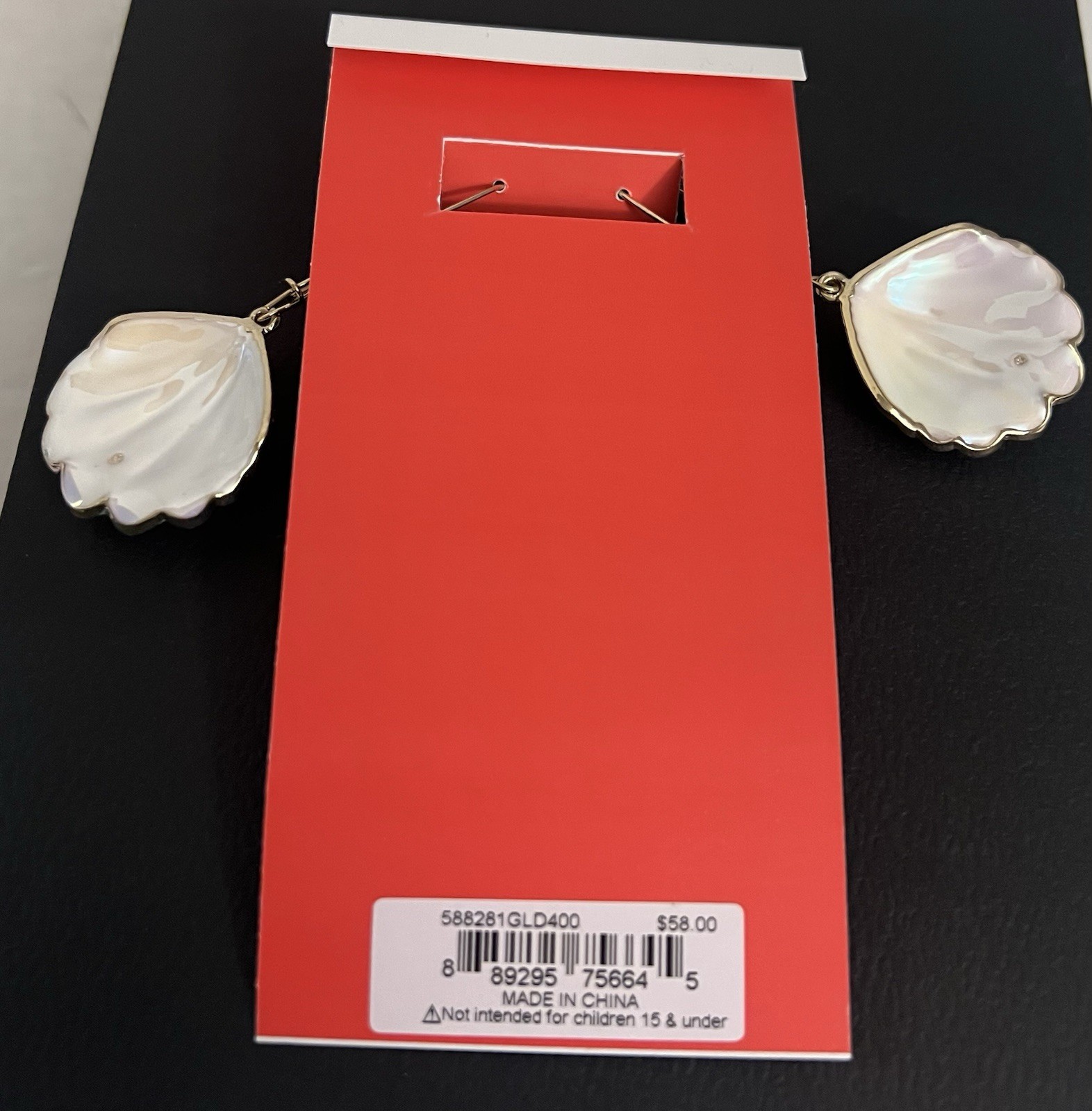 Betsey Johnson Earrings Iridescent Seashell Mermaid Drop NWT Crystal Dangle