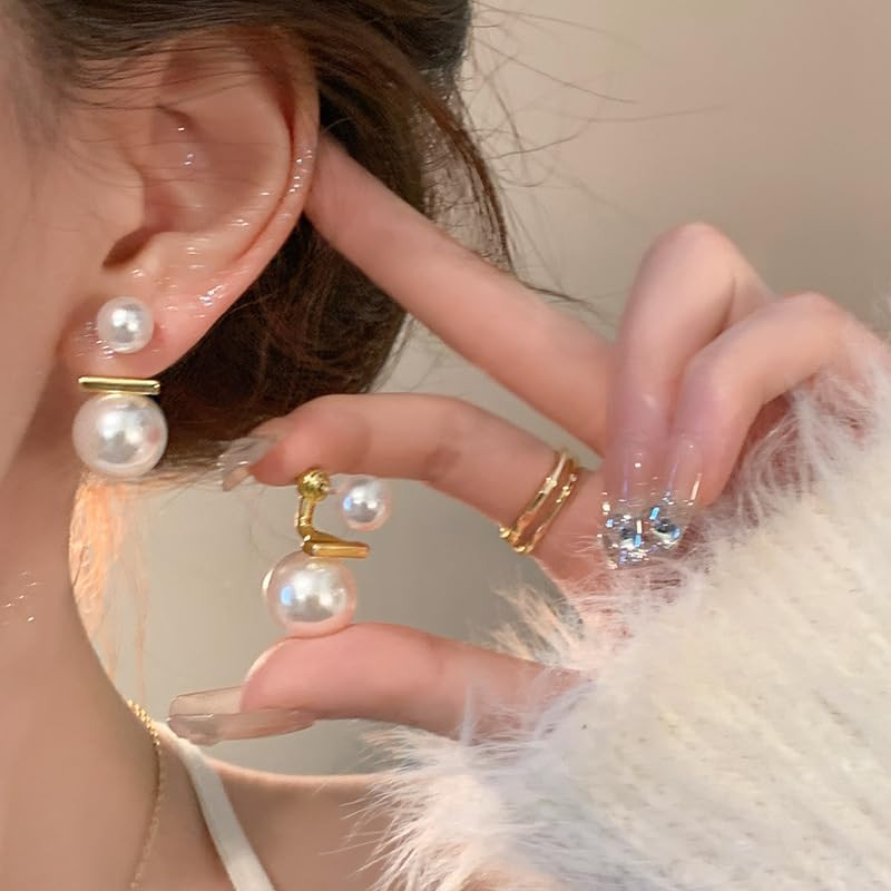 Big Pearl Stud Earrings White round Pearls Earrings Fashion Design Faux Pearl Ch