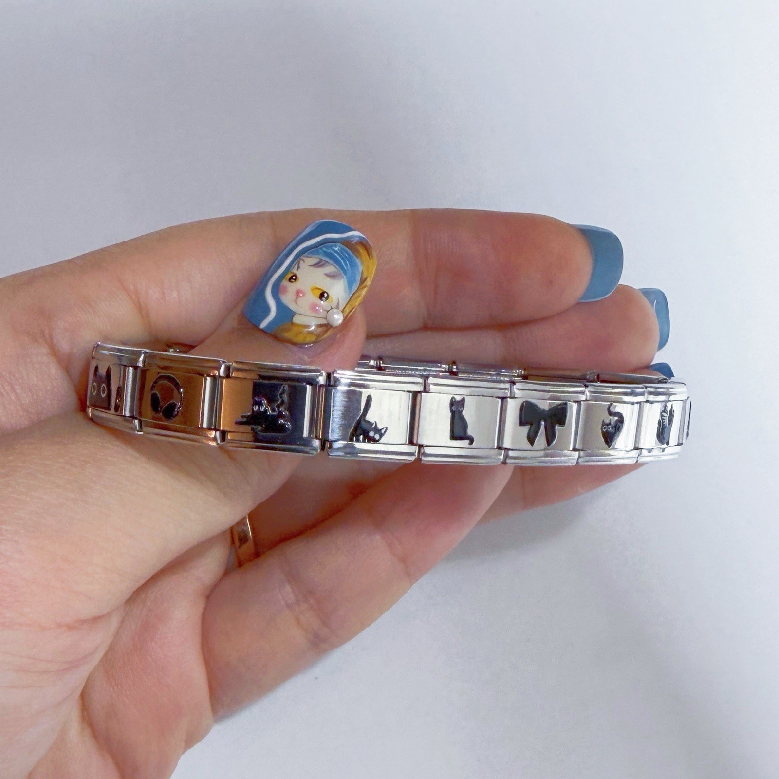 Black Cat Italian bracelet compatible with all designs Italian charm bracelet