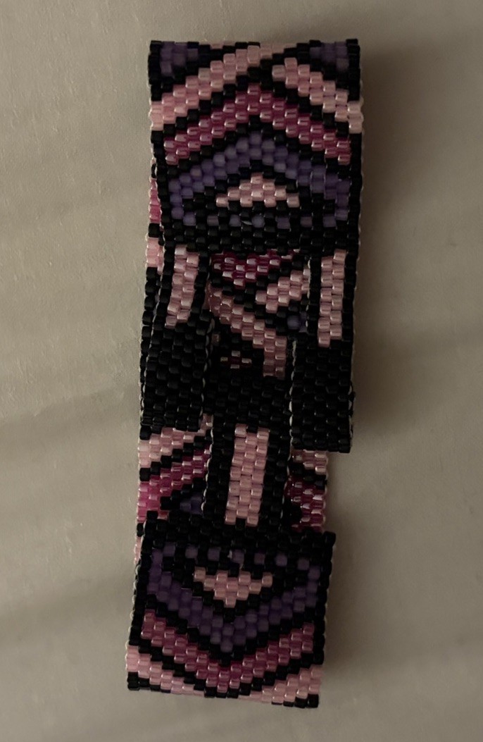 Handmade Miyuki Delica Bead Geometric Cuff Bracelet Toggle Closure