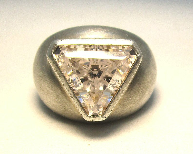 925 Sterling Silver and CZ Ring 17.0 grams size 6 3/4 CZ approximately 5 ct