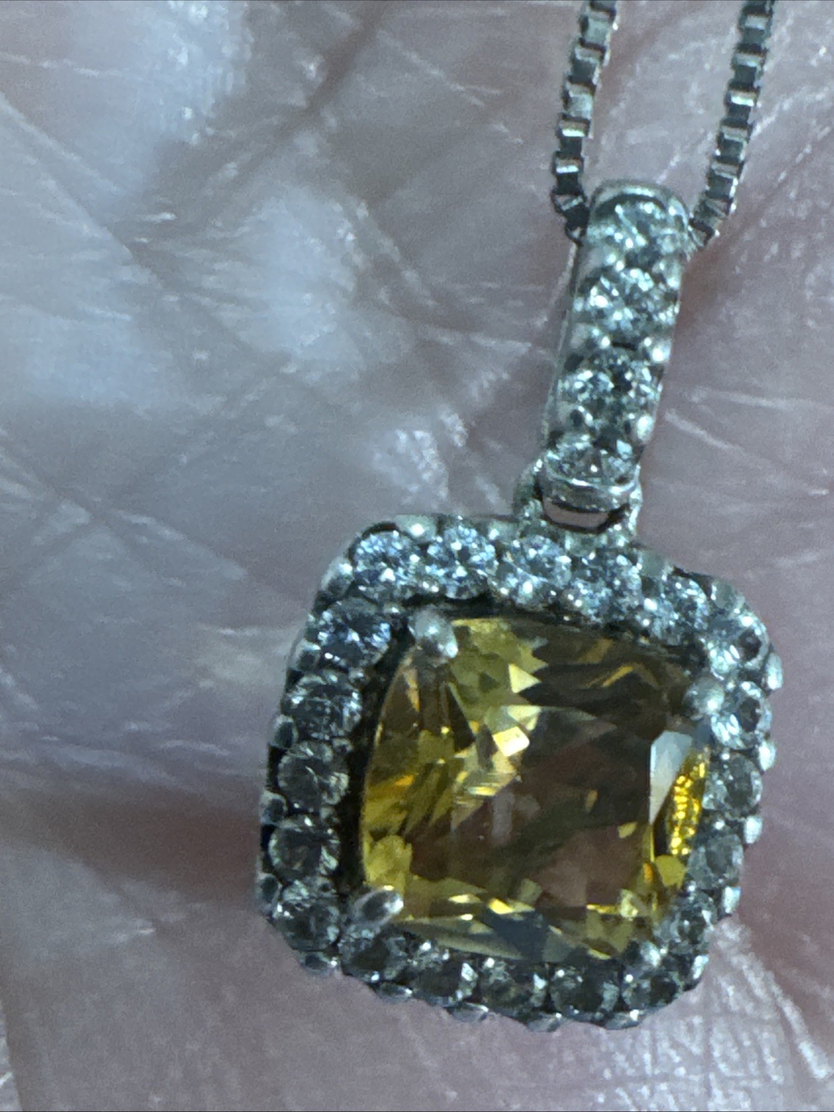 Kay Jewelers~ Citrine Cubic Zirconia Pendant Silver Necklace